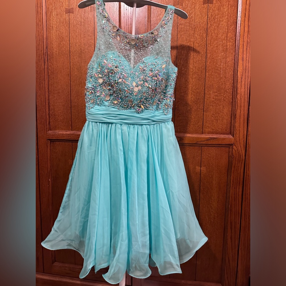 Hoco Dress | Turquoise Beaded Short Dress